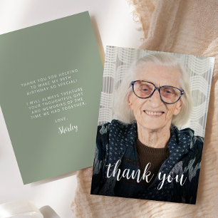 Cartão De Agradecimento Festa de Aniversário de 90 Anos com Foto Personali