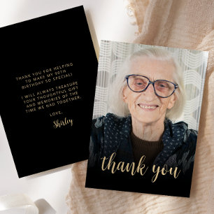 Cartão De Agradecimento Festa de Aniversário de 90 Anos com Foto Personali