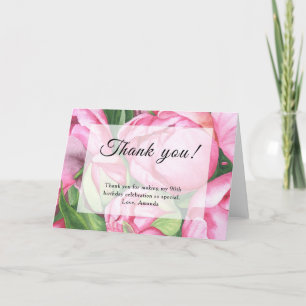 Cartão De Agradecimento Festa de Aniversário de 90 anos Peonies Roses