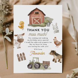 Cartão De Agradecimento Festa de Aniversário de Animais da Fazenda