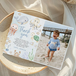 Cartão De Agradecimento Festa de Aniversário de Animais Marinhos Foto