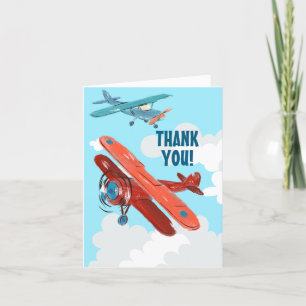 Cartão De Agradecimento Festa de Aniversário de Aviões Obrigado