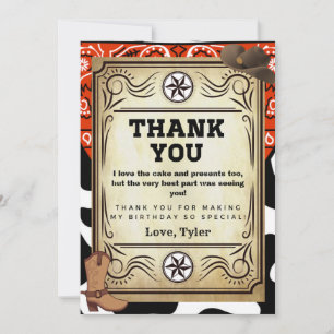 Cartão De Agradecimento Festa de aniversário De Bandana Cowboy Obrigado