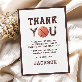 Cartão De Agradecimento Festa de Aniversário de Basquete Infantil Aquarela