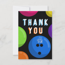 Cartão De Agradecimento Festa de Aniversário de Boliche Boliche Cósmico Ne