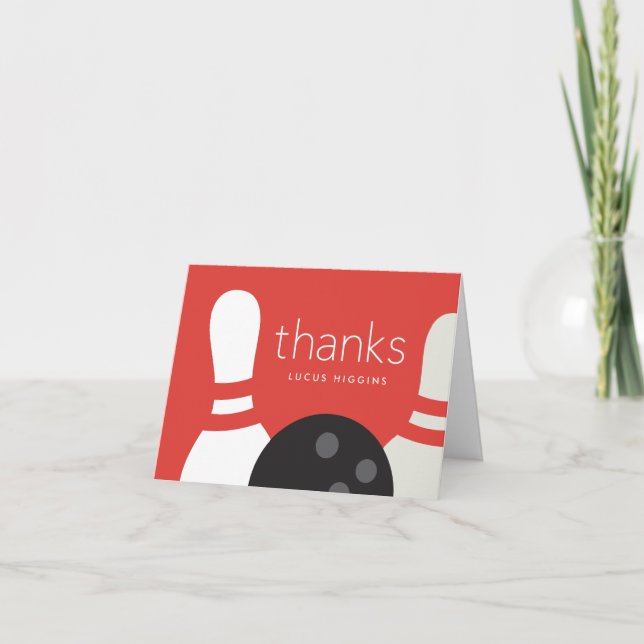 Cartão De Agradecimento Festa de Aniversário de Boliche Moderna  (Frente)