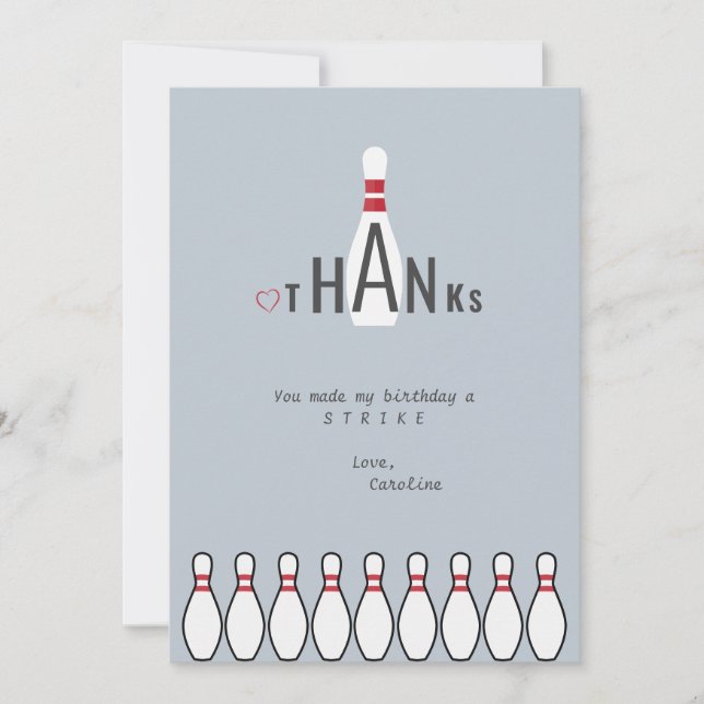 Cartão De Agradecimento Festa de Aniversário de Bowling Simples para Todas (Frente)