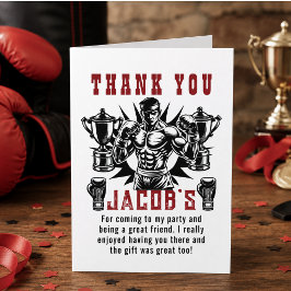 Cartão De Agradecimento Festa de Aniversário de Boxe Primeira Nocaute