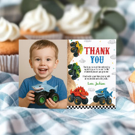 Cartão De Agradecimento Festa de Aniversário de Caminhão Monstro para Cria