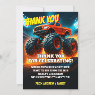 Cartão De Agradecimento Festa de Aniversário de Carros de Caminhão Monstro