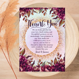 Cartão De Agradecimento Festa de Aniversário de Casamento com Flores Roxas