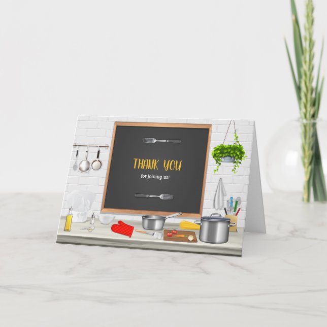 Cartão De Agradecimento Festa de Aniversário de Cozinha do Chef (Frente)