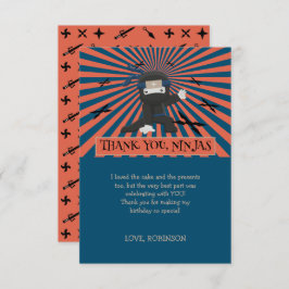 Cartão De Agradecimento Festa de Aniversário de Crianças Ninja Guerreiras