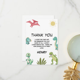 Cartão De Agradecimento Festa de Aniversário de Dinossauro