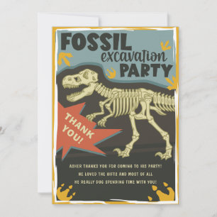 Cartão De Agradecimento Festa de Aniversário de Escavação de Dinossauros F