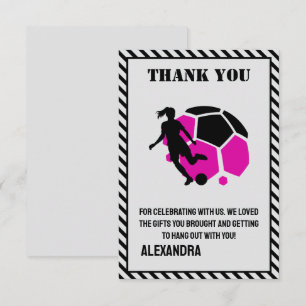 Cartão De Agradecimento Festa de Aniversário de Futebol, Jogadora de Futeb