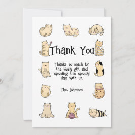 Cartão De Agradecimento Festa de aniversário de Gatos Cuxos, Personalizáve