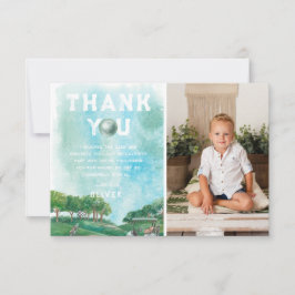 Cartão De Agradecimento Festa de aniversário de golfe | Foto Obrigado