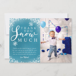 Cartão De Agradecimento Festa de Aniversário de Inverno Foto Menino