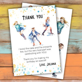 Cartão De Agradecimento Festa de aniversário De Inverno Para Raparigas De