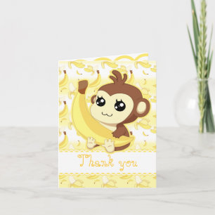 Cartão De Agradecimento Festa de aniversário de macaco Kawaii fofo seguran