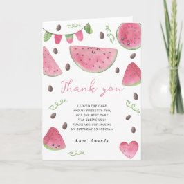 Cartão De Agradecimento Festa de aniversário de melancias em aquarela obri