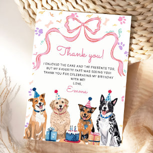 Cartão De Agradecimento Festa de Aniversário de Meninas Cachorrinho Arco R