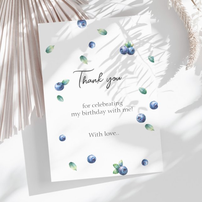 Cartão De Agradecimento Festa de aniversário de mirtilo Berry Sweet Waterc (Criador carregado)
