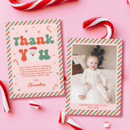 Cartão De Agradecimento Festa de aniversário de Natal da Pink Photo Girl