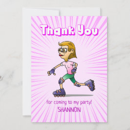 Cartão De Agradecimento Festa de Aniversário de Patinação no Gelo Rosa