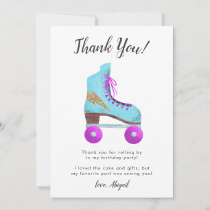 Cartão De Agradecimento Festa de Aniversário de Patins Antigos