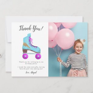 Cartão De Agradecimento Festa de Aniversário de Patins Antigos Foto