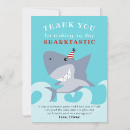 Cartão De Agradecimento Festa de Aniversário de Peixe Tubarão Sharktastic