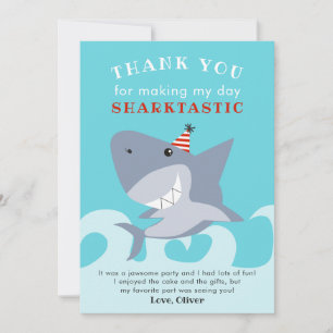 Cartão De Agradecimento Festa de Aniversário de Peixe Tubarão Sharktastic