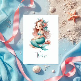 Cartão De Agradecimento Festa de aniversário de Sereia Náutica