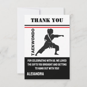 Cartão De Agradecimento Festa de Aniversário de Taekwondo, Jogadora de Tae
