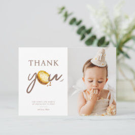 Cartão De Agradecimento Festa de Aniversário de Um Ano com Leite & Biscoit