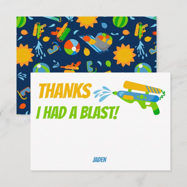 Cartão De Agradecimento Festa de Aniversário de Verão com Batalha de Pisto (Frente/Verso)