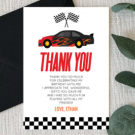 Cartão De Agradecimento Festa de aniversário do Carro Race Race Race de Fl