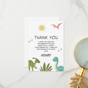Cartão De Agradecimento Festa de aniversário do dinossauro