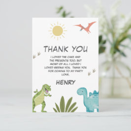 Cartão De Agradecimento Festa de aniversário do dinossauro