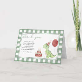 Cartão De Agradecimento Festa de aniversário do dinossauro fofo obrigado