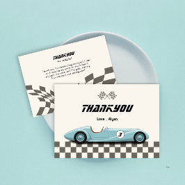 Cartão De Agradecimento Festa de aniversário do Garoto da Vintagem do Carr