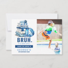 Cartão De Agradecimento Festa de Aniversário do Menino na Piscina Azul BRU