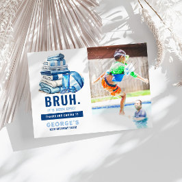 Cartão De Agradecimento Festa de Aniversário do Menino na Piscina Azul BRU