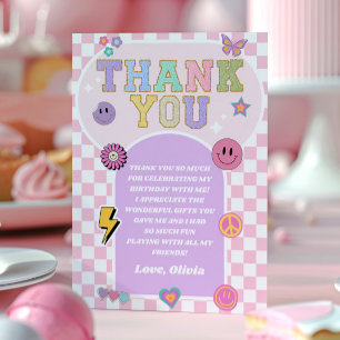 Cartão De Agradecimento Festa de aniversário do patch da Varsity do pré-di