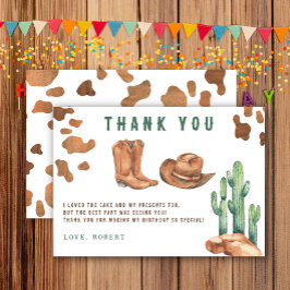 Cartão De Agradecimento Festa de Aniversário do Pequeno Cowboy Obrigado