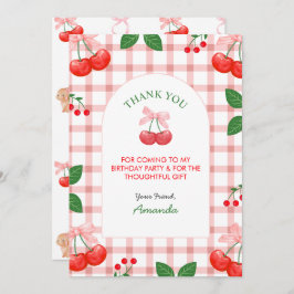 Cartão De Agradecimento Festa de Aniversário do Primeiro Ano da Cereja