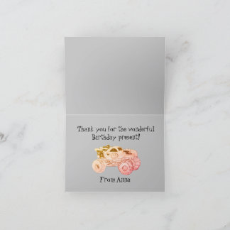 Cartão De Agradecimento Festa de Aniversário do Rali de Caminhões Monstros