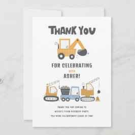 Cartão De Agradecimento Festa de aniversário do Tema de Construção